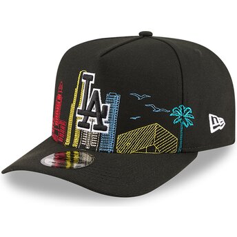 Kasketter buet sort snapback 9FIFTY A Frame Precurved Skyline fra Los Angeles Dodgers MLB af New Era