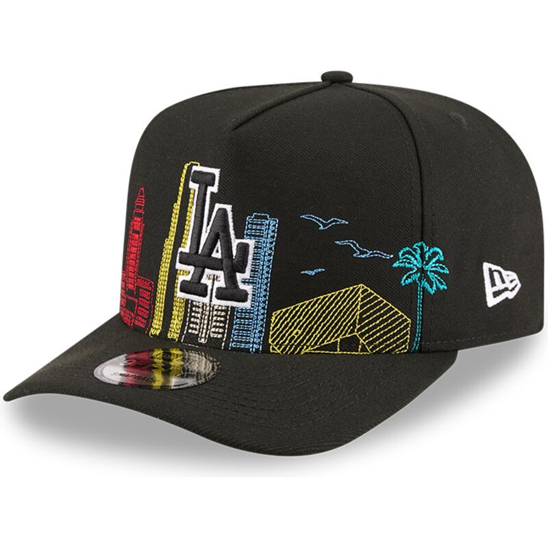 kasketter-buet-sort-snapback-9fifty-a-frame-precurved-skyline-fra-los-angeles-dodgers-mlb-af-new-era