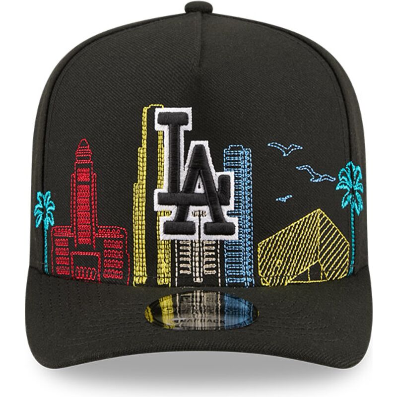 kasketter-buet-sort-snapback-9fifty-a-frame-precurved-skyline-fra-los-angeles-dodgers-mlb-af-new-era
