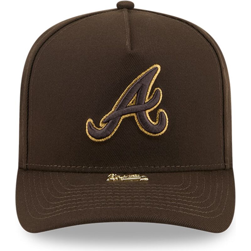 kasketter-buet-brun-snapback-9fifty-a-frame-precurved-visor-pin-fra-atlanta-braves-mlb-af-new-era