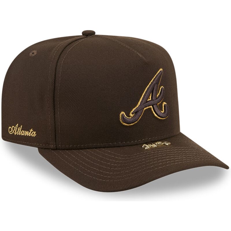kasketter-buet-brun-snapback-9fifty-a-frame-precurved-visor-pin-fra-atlanta-braves-mlb-af-new-era