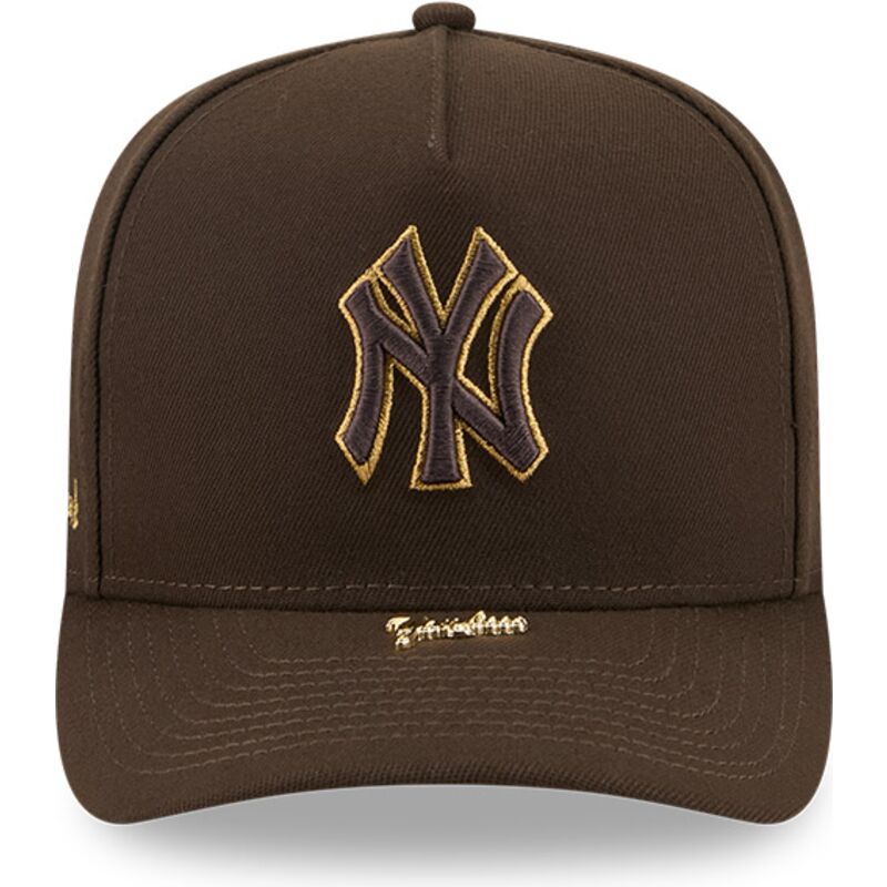 kasketter-buet-brun-snapback-9fifty-a-frame-precurved-visor-pin-fra-new-york-yankees-mlb-af-new-era