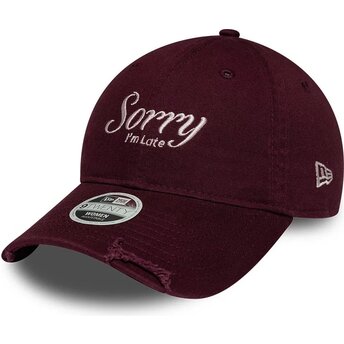 Kasketter buet rød justerbar rem 9TWENTY Slogan Sorry I'm Late af New Era