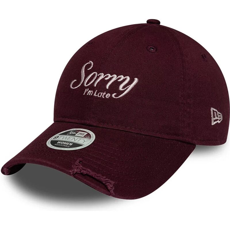 kasketter-buet-rod-justerbar-rem-9twenty-slogan-sorry-i-m-late-af-new-era