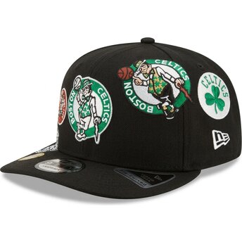 Kasketter buet sort snapback 9FIFTY A Frame Precurved Multi Patch fra Boston Celtics NBA af New Era