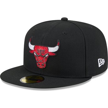 Kasketter flad sort tilpasset 59FIFTY Rhinestone Badge fra Chicago Bulls NBA af New Era