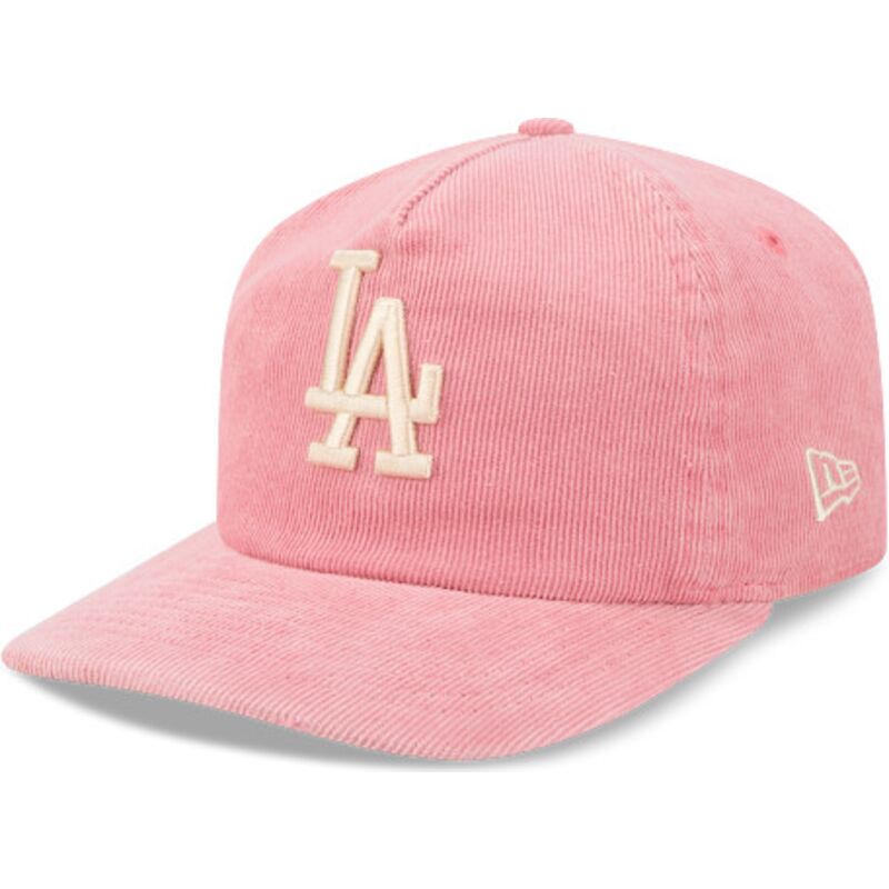 kasketter-buet-lyserod-justerbar-rem-19twenty-precurved-corduroy-pastel-fra-los-angeles-dodgers-mlb-af-new-era