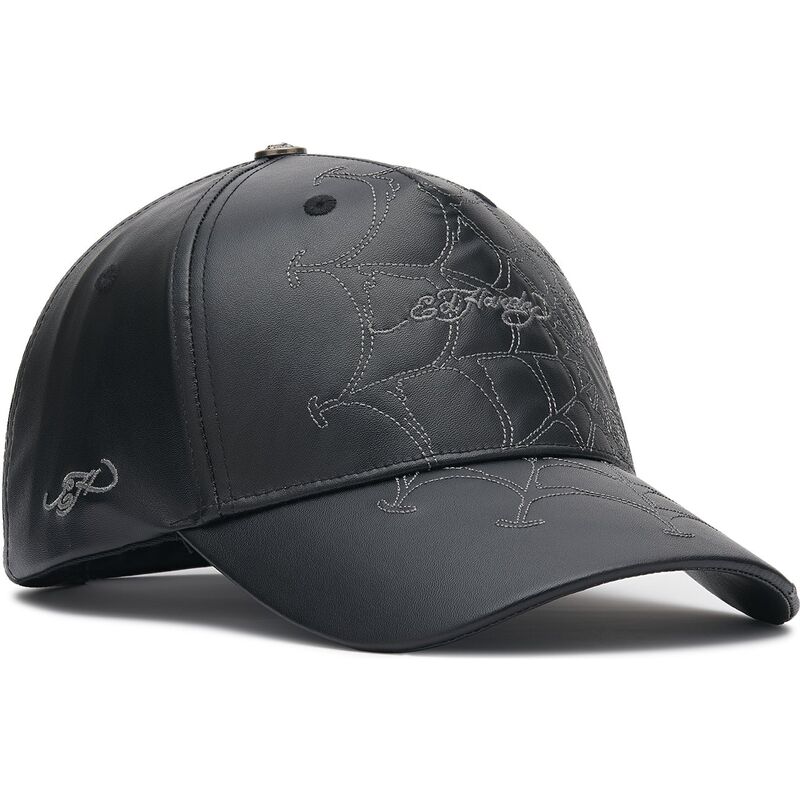 kasketter-buet-sort-justerbar-rem-spiderweb-pu-leather-af-ed-hardy