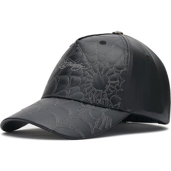 Kasketter buet sort justerbar rem Spiderweb PU Leather af Ed Hardy