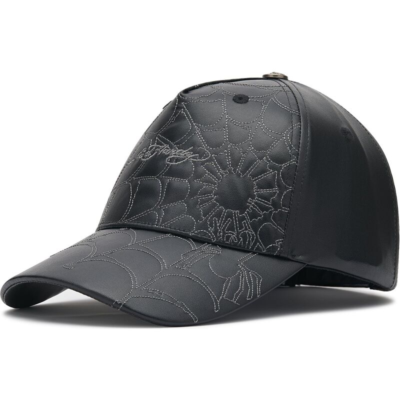 kasketter-buet-sort-justerbar-rem-spiderweb-pu-leather-af-ed-hardy