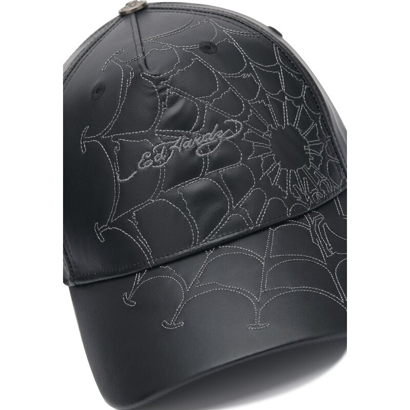 kasketter-buet-sort-justerbar-rem-spiderweb-pu-leather-af-ed-hardy