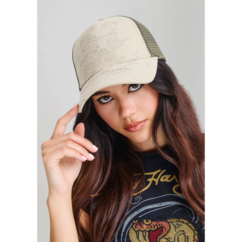 kasketter-buet-khaki-snapback-outline-af-ed-hardy