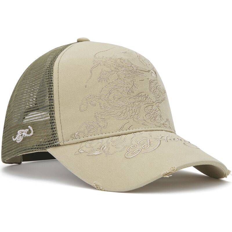 kasketter-buet-khaki-snapback-outline-af-ed-hardy