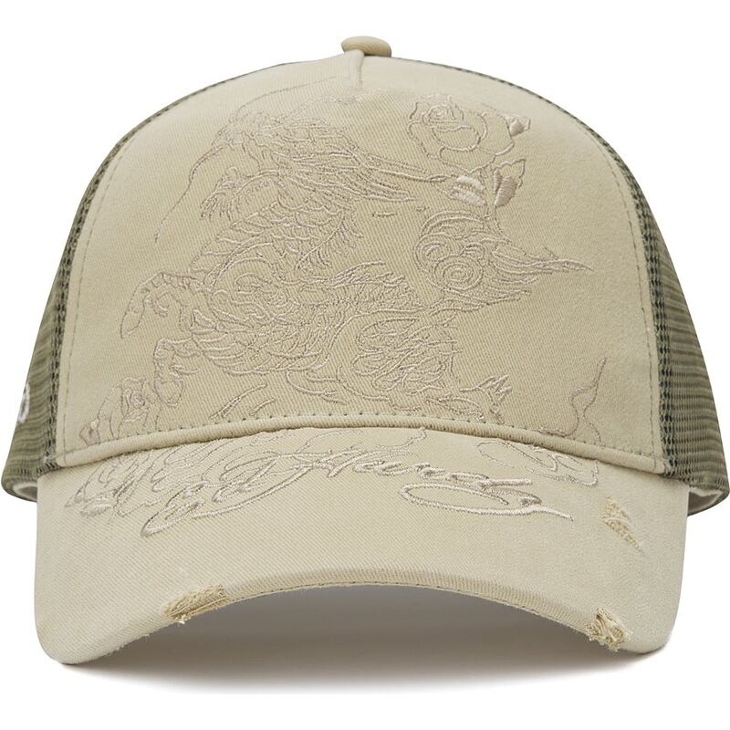 kasketter-buet-khaki-snapback-outline-af-ed-hardy
