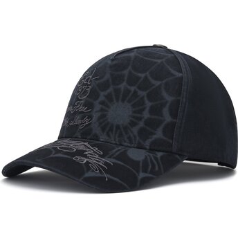 Kasketter buet sort snapback Spiderweb af Ed Hardy
