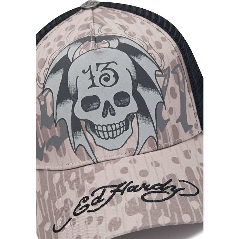 kasketter-buet-gra-snapback-13-skull-af-ed-hardy
