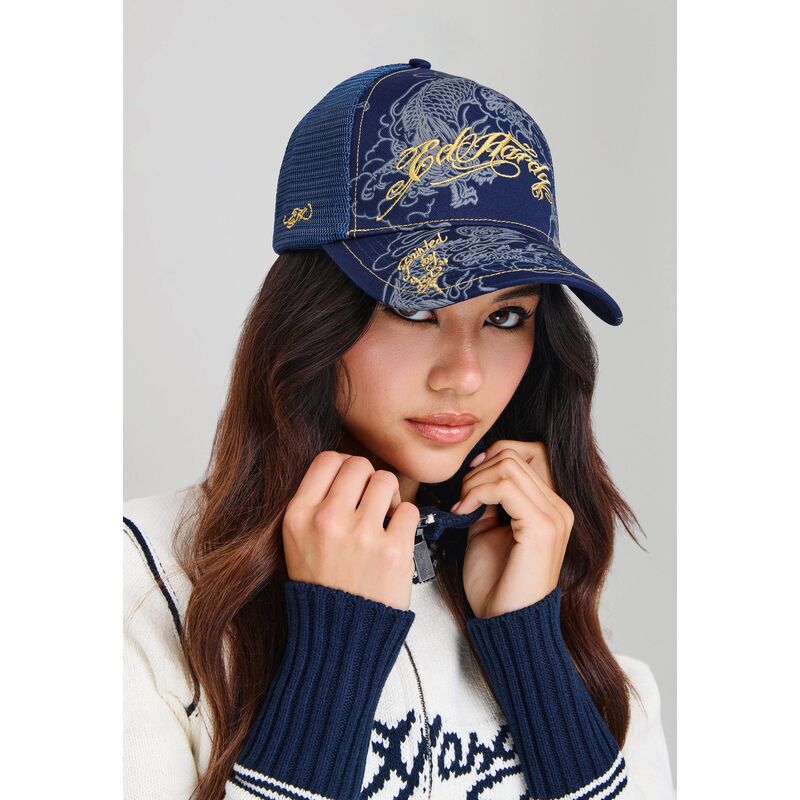 kasketter-buet-marinebla-snapback-outline-dragons-af-ed-hardy