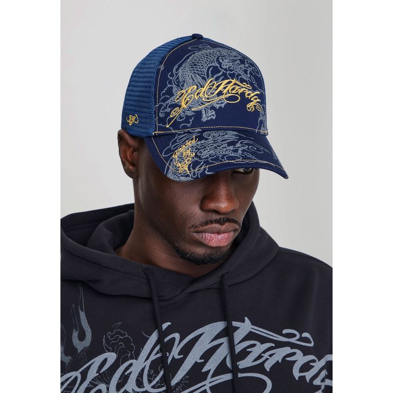 kasketter-buet-marinebla-snapback-outline-dragons-af-ed-hardy