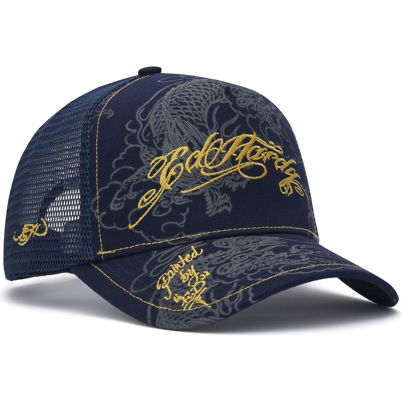 kasketter-buet-marinebla-snapback-outline-dragons-af-ed-hardy