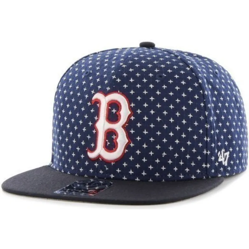 kasketter-flad-marinebla-snapback-estampado-de-cruces-fra-boston-red-sox-mlb-af-47-brand