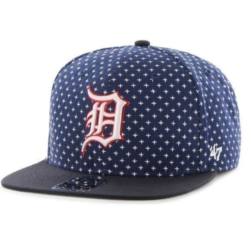 kasketter-flad-marinebla-snapback-estampado-de-cruces-fra-detroit-tigers-mlb-af-47-brand