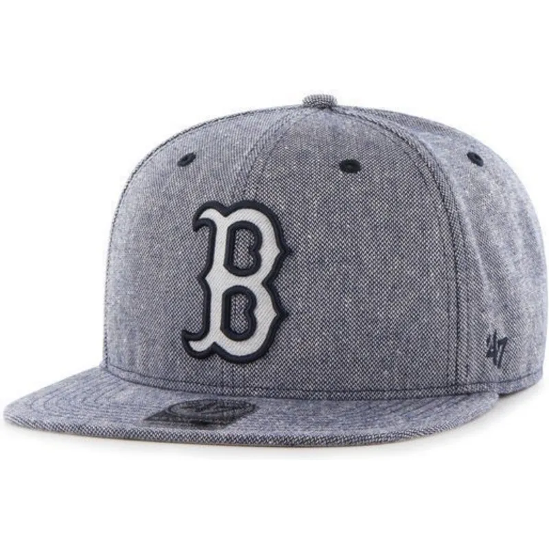 kasketter-flad-marinebla-snapback-tejido-vaquero-fra-boston-red-sox-mlb-af-47-brand