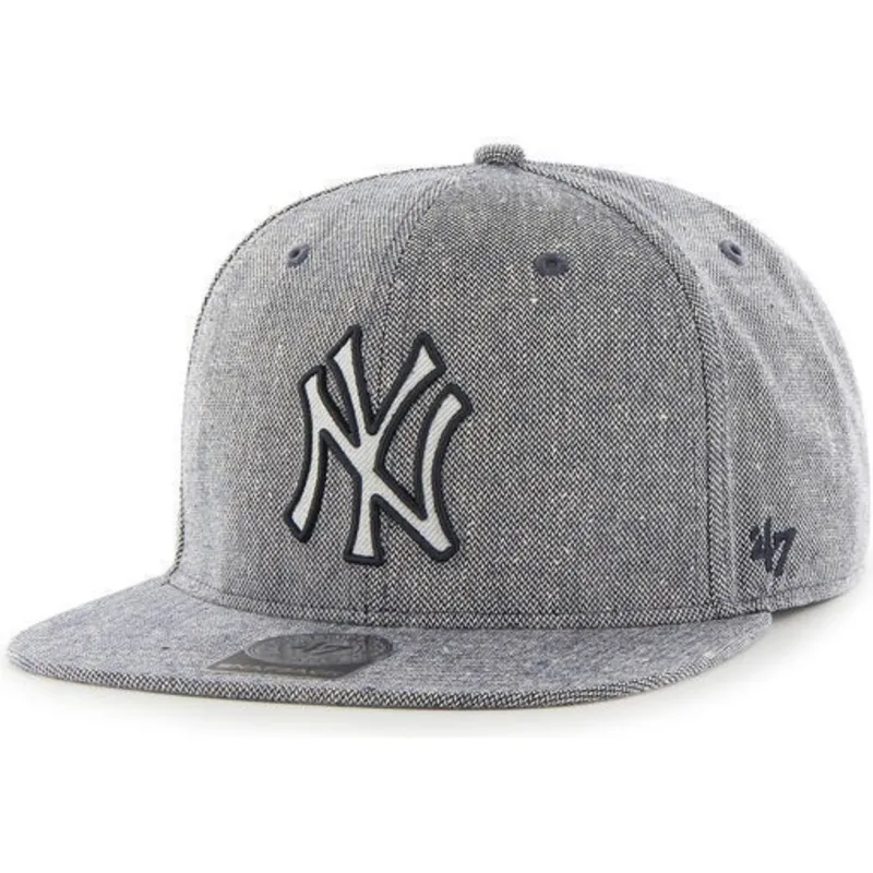 kasketter-flad-marinebla-snapback-tejido-vaquero-fra-new-york-yankees-mlb-af-47-brand
