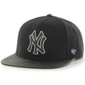 47-brand-flat-brim-black-and-white-logomlb-new-york-yankees-smooth-black-snapback-cap