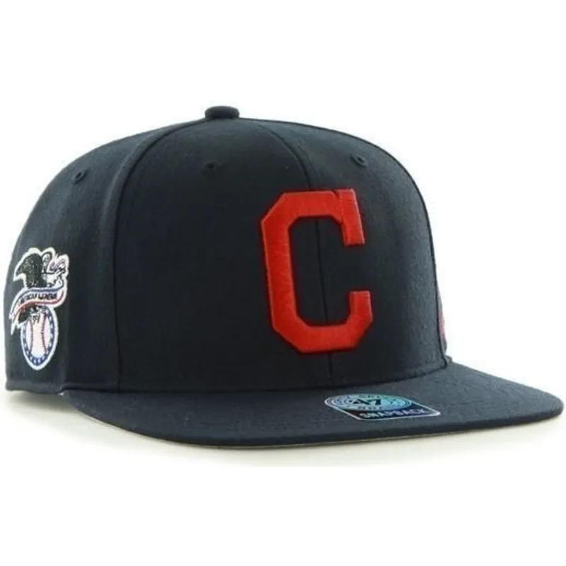 kasketter-flad-marinebla-snapback-lisa-lateral-fra-cleveland-indians-mlb-af-47-brand