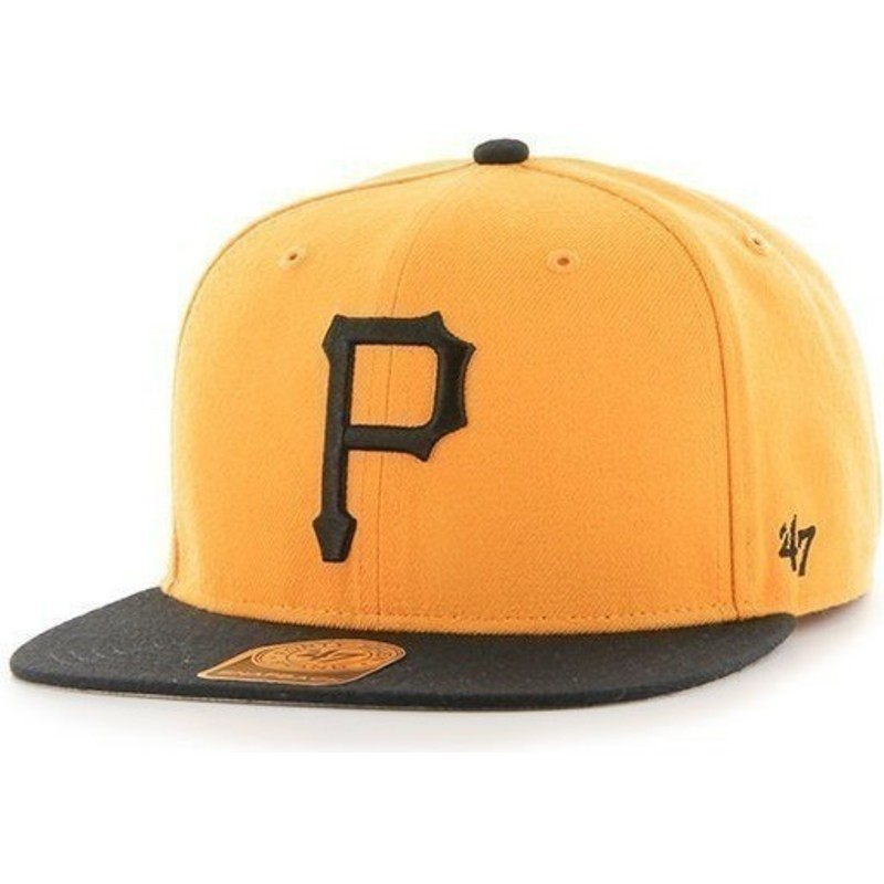 47-brand-flat-brim-side-logo-mlb-pittsburgh-pirates-smooth-yellow-snapback-cap