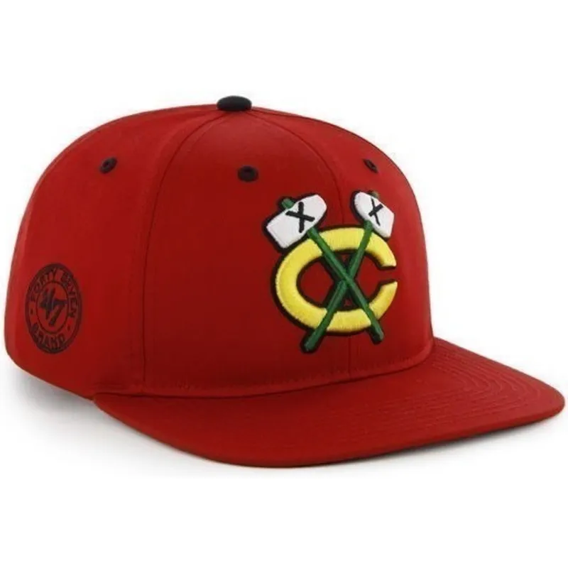 kasketter-flad-rod-snapback-lisa-fra-chicago-blackhawks-nhl-af-47-brand