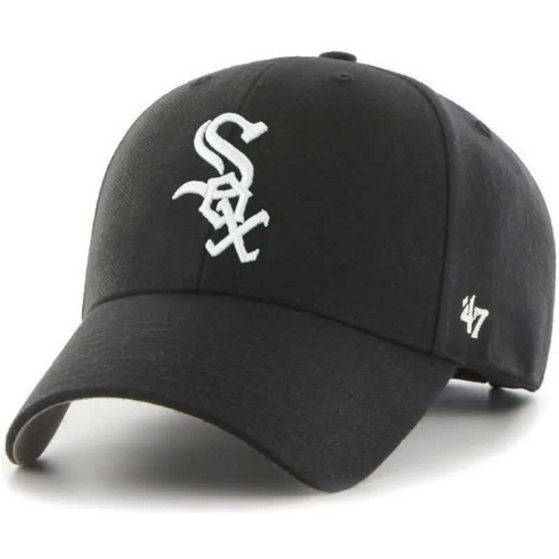 kasket-med-buet-skygge-sort-ensfarvet-fra-mlb-chicago-white-sox-fra-47-brand
