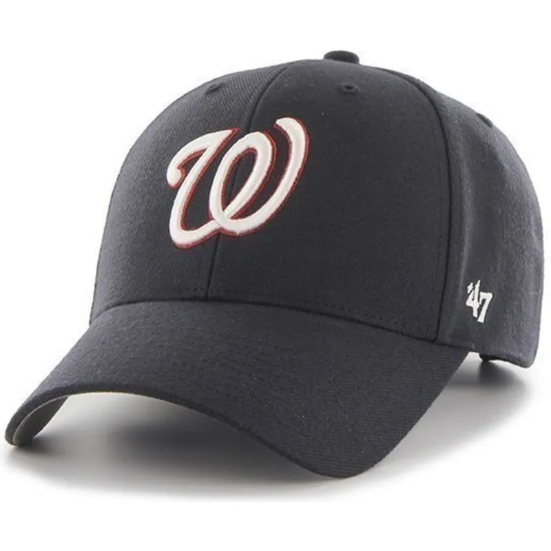 kasket-med-buet-skygge-marinebla-ensfarvet-fra-mlb-washington-nationals-fra-47-brand