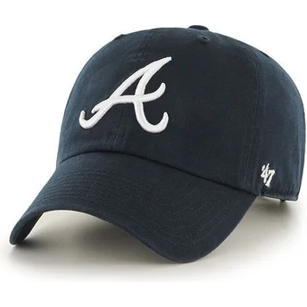 kasketter-buet-marinebla-justerbar-rem-frontal-fra-atlanta-braves-mlb-af-47-brand