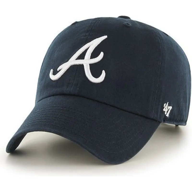 kasketter-buet-marinebla-justerbar-rem-frontal-fra-atlanta-braves-mlb-af-47-brand