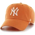 orange-baseball-cap-with-curved-visor-and-large-front-mlb-new-york-yankees-logo-by-47-brand