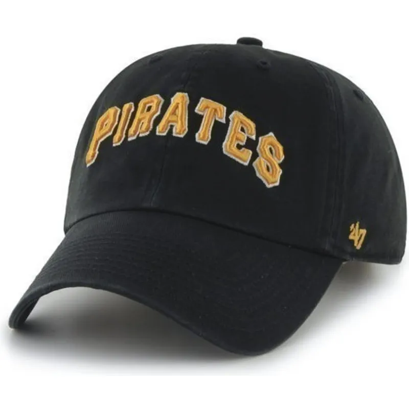 kasketter-buet-sort-justerbar-rem-nombre-frontal-grande-fra-pittsburgh-pirates-mlb-af-47-brand