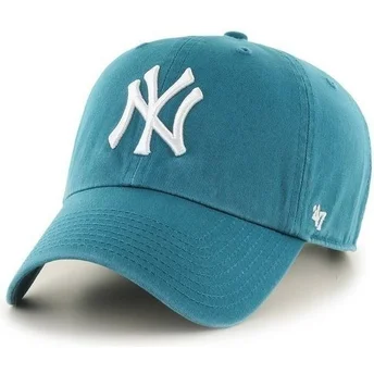 Grøn-blå buet kasket New York Yankees MLB Clean Up fra 47 Brand