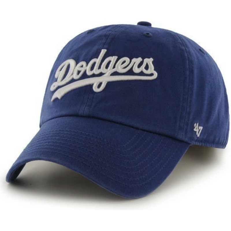 47-brand-curved-brim-script-logo-los-angeles-dodgers-mlb-clean-up-blue-cap