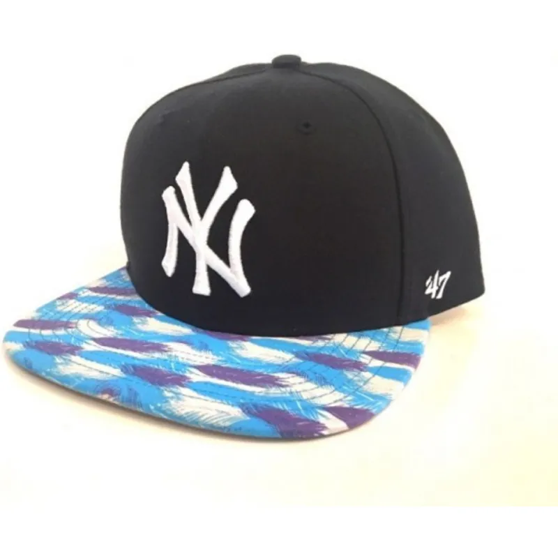 kasketter-flad-marinebla-snapback-estampado-en-la-fra-new-york-yankees-mlb-af-47-brand