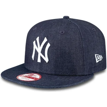 new-era-new-york-yankees-mlb-9fifty-essential-denim-marinebla-snapback-fladskaerm-kasket