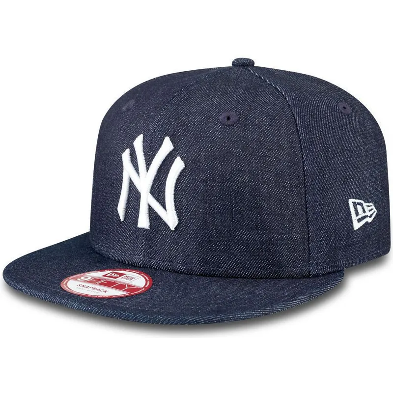 kasketter-flad-marinebla-snapback-9fifty-essential-denim-fra-new-york-yankees-mlb-af-new-era