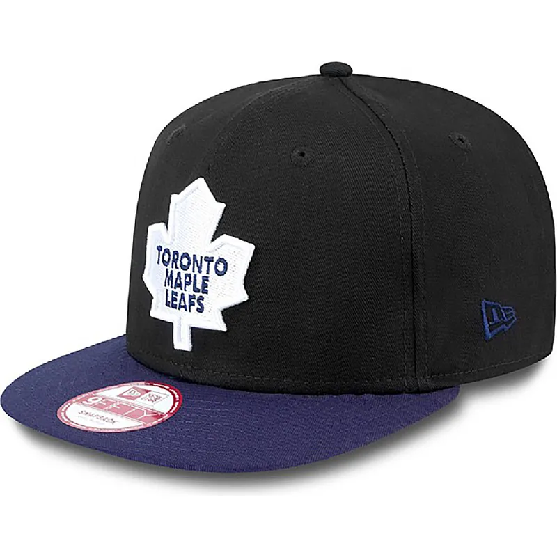 sort-flad-snapback-9fifty-cotton-block-kasket-fra-toronto-maple-leafs-nhl-fra-new-era