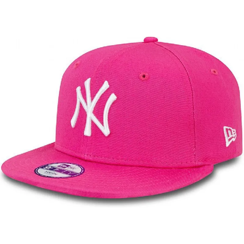 kasketter-flad-rosa-snapback-til-barn-9fifty-essential-fra-new-york-yankees-mlb-af-new-era
