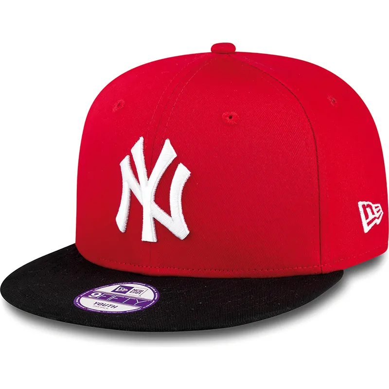 kasketter-flad-rod-snapback-til-barn-9fifty-cotton-block-fra-new-york-yankees-mlb-af-new-era