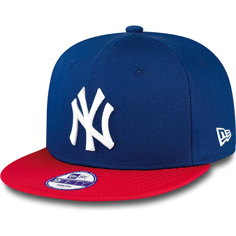 kasketter-flad-bla-snapback-til-barn-9fifty-cotton-block-fra-new-york-yankees-mlb-af-new-era