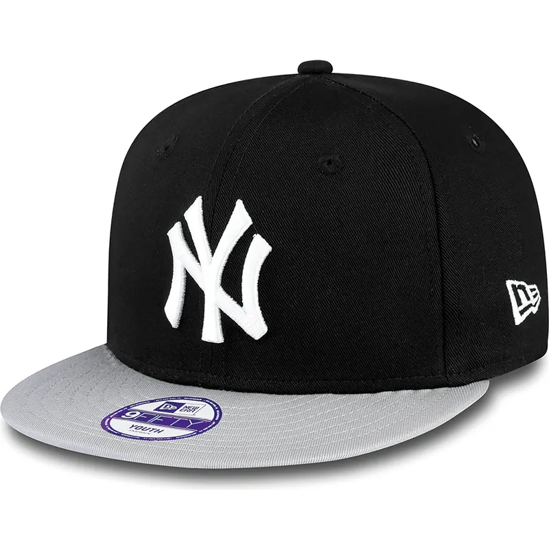 kasketter-flad-sort-snapback-til-barn-9fifty-cotton-block-fra-new-york-yankees-mlb-af-new-era